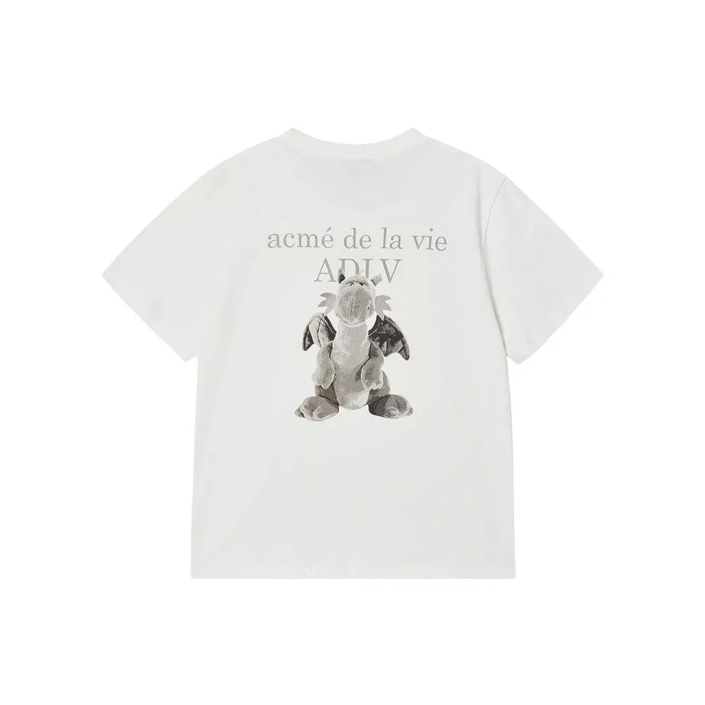 [ADLV] Woman Fuzzy Dragon Artwork Short Sleeve T-Shirt Cream